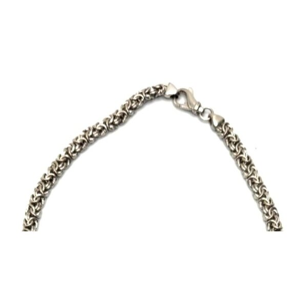 Silver Tone Byzantine Style Chain, 16" Lobster Claw - Picture 2 of 2